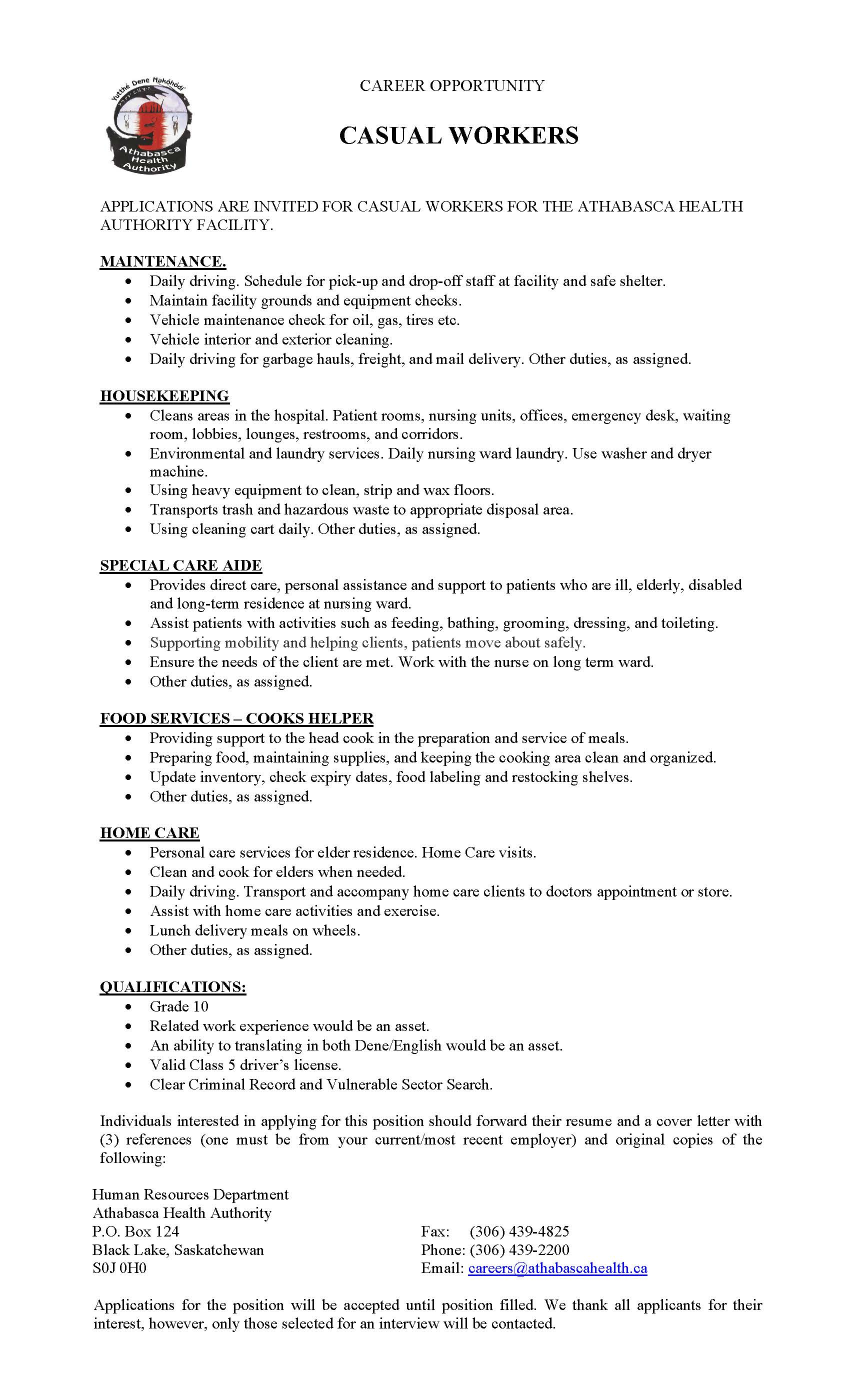 Casual Workers for Maintenance, Kitchen, Housekeeping, Special Care Aide Advertisement - February 26, 2025.jpg